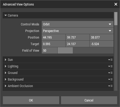 Advanced View Options Panel
