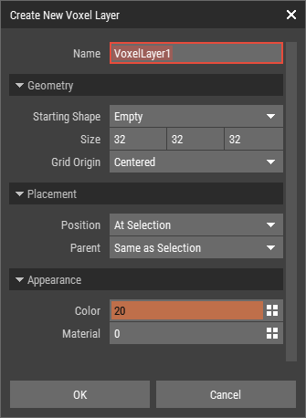 New Voxel Layer Dialog