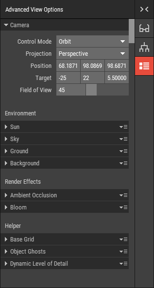 Advanced View Options Panel