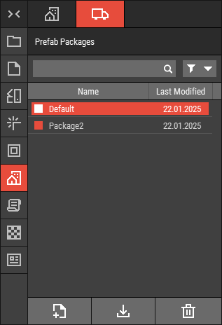 Prefab Packages Tab