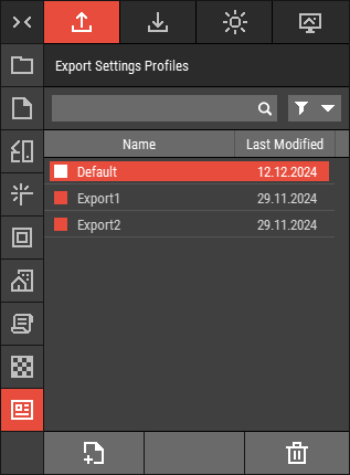 Export Settings Profiles Tab