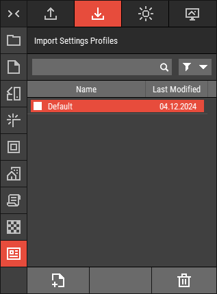 Import Settings Profiles Tab